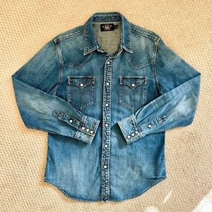 RRL SLIM FIT DENIM WESTERN SHIRT LIKE-NEW